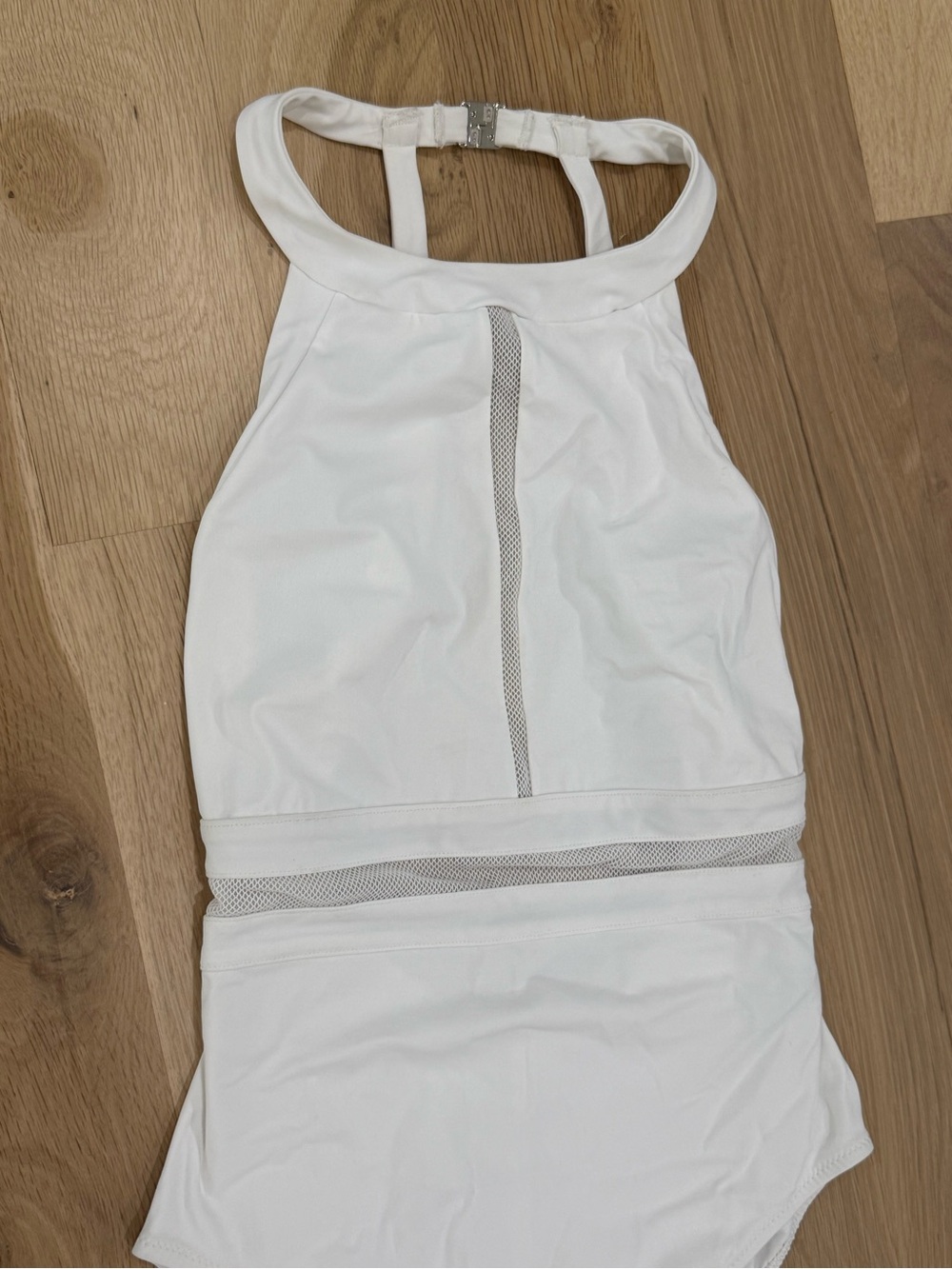 Neiman Marcus Shan White High-Neck One-Piece Swimsuit Size 6 - Picture 2 of 6